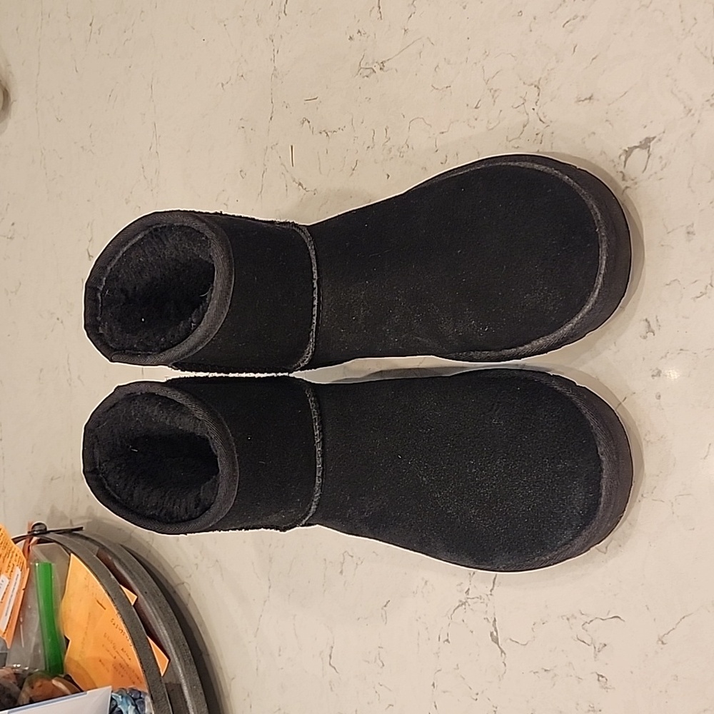 UGG Logo Mini Classic Black Ankle Boots Booties Size 8